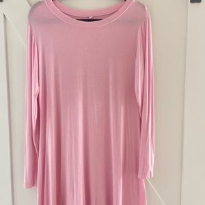 Long sleeve Pink, Crewneck Shift Dress, Size Medium